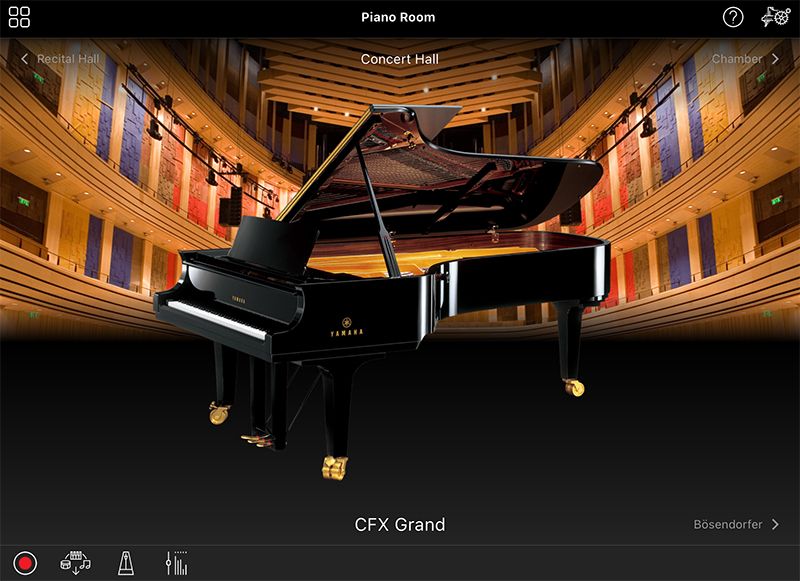 Change the type of piano and the performance space with ease