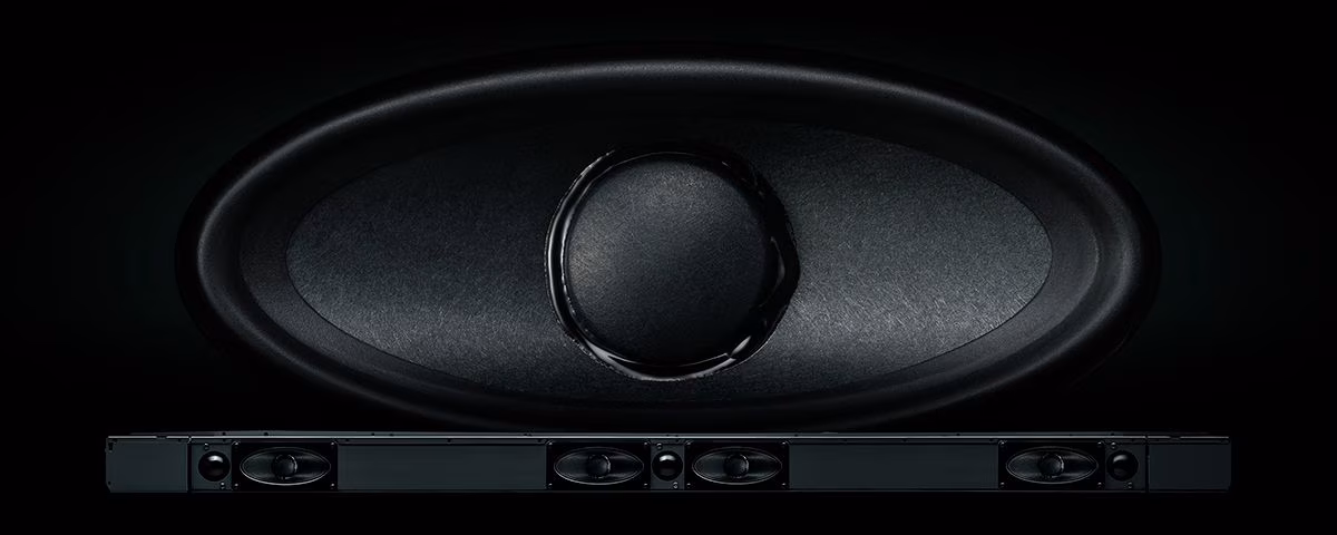 Custom eye-shaped oval speakers